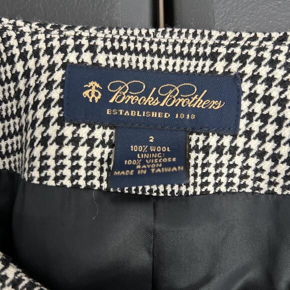 Brooks Brothers Blazer Womens 2 Glen Plaid Houndstooth Wool Jacket Tailored - Picture 4 of 13